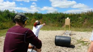 Shooting an attack target in IDPA.